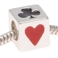 thumbnail image 1 of Silver Tone Cube With Playing Card Suits Bead - European Style Large Hole (1), 1 of 2