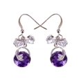 thumbnail image 1 of Silver Tone Dangling Piercing Circle Bowtie Zircon Crystal Element Earrings, 1 of 5
