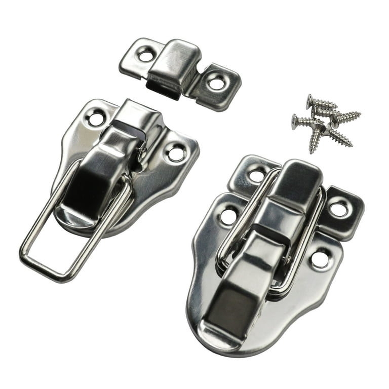 Silver Tone Duckbilled Box Hasp Toggle Latch Catch Lock with Screws for Wooden Jewelry Boxes, Chests, Trunks (12 Pieces)