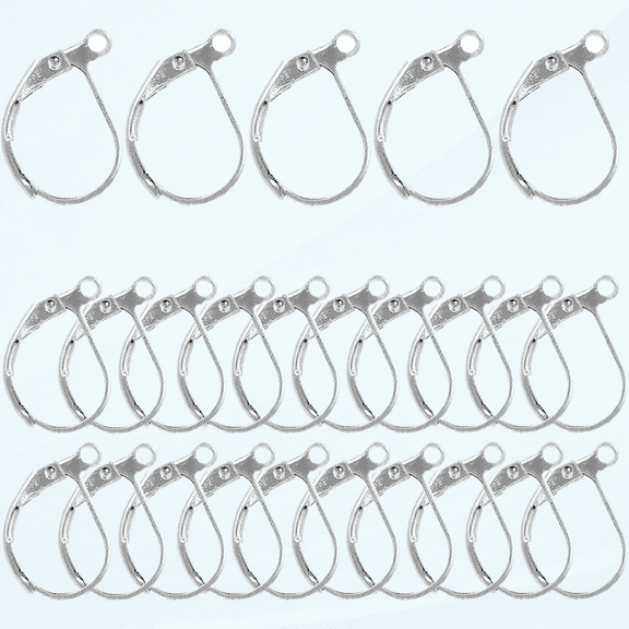 Silver Tone Earring Clasps - 100 PCs Leverback Earring Hooks - Earring Lever Back with Open Loop French Wire Earring Backs Finding for Earrings Jewelry Making