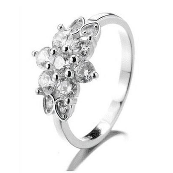 Silver-Tone Flower Ring with crystals from Swarovski