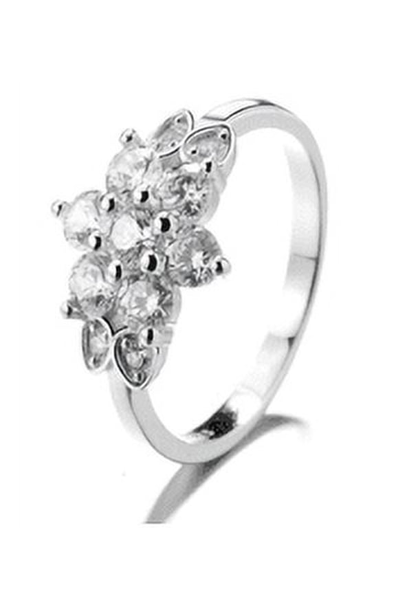 Silver-Tone Flower Ring with crystals from Swarovski