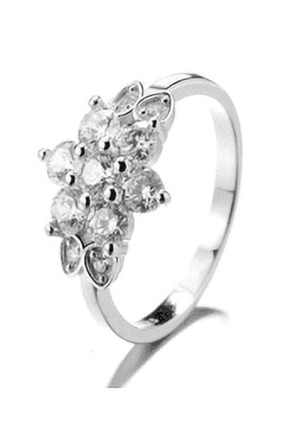 Silver-Tone Flower Ring with crystals from Swarovski
