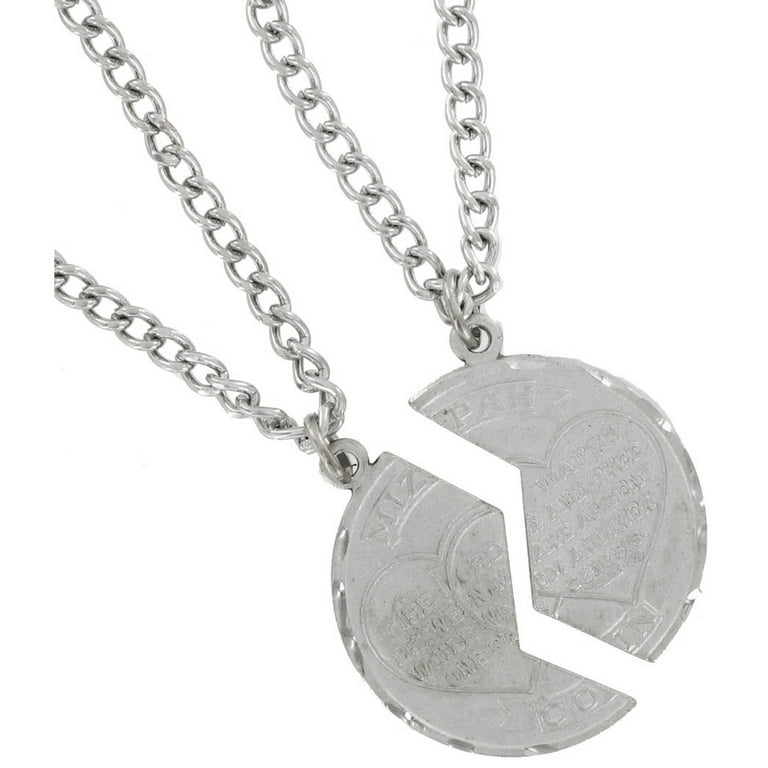 Silver Tone Genesis Mizpah Coin Bond Biblical Pendant Necklaces