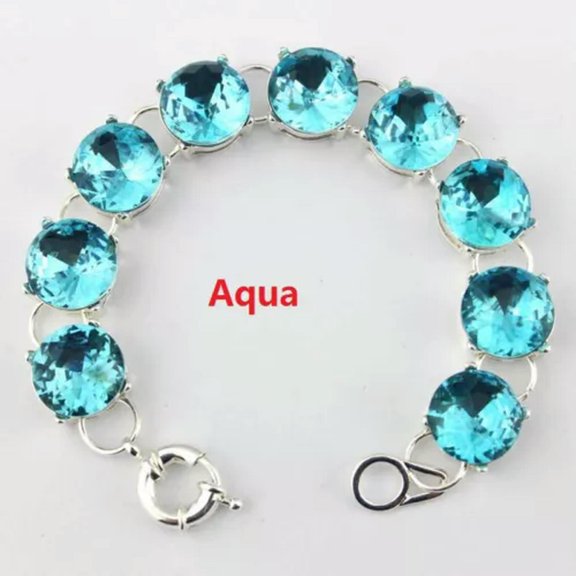 Silver Tone Glitter Rainbow Acrylic Resin Bead Bracelet Boutique Women Jewelry