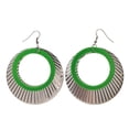 thumbnail image 1 of Silver-Tone & Green Colored Metal Dangle-Earrings #LQE2338, 1 of 2