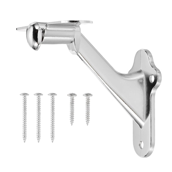 Silver Tone Handrail Bracket, 3 Inch Heavy Duty Stair Railing Brackets Stair Support Banister Hardware for Home Office Indoor & Outdoor Stairways