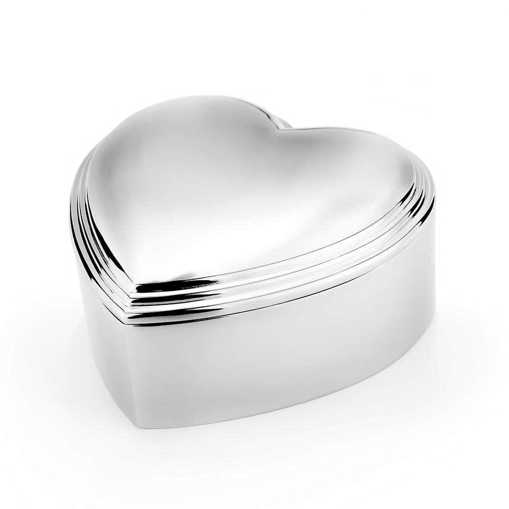 EVE'S ADDICTION Silver Tone Heart Shaped Jewelry Keepsake Box for Women or Girl, 3" x 3"