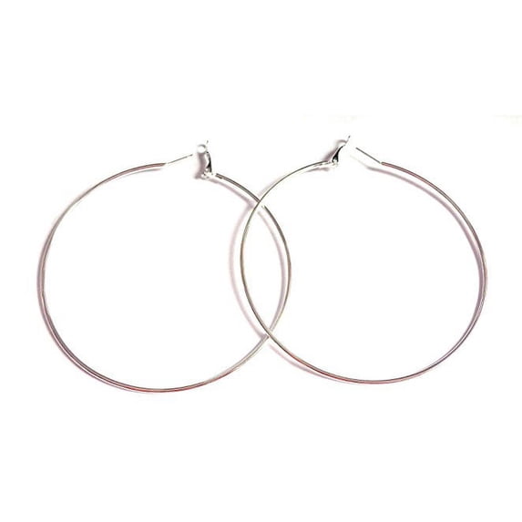 Silver Tone Hoop Earrings 3 inch Hoop Earrings Thin Hoops