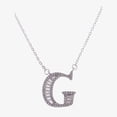 thumbnail image 1 of Silver Tone Initial Letter Pendant Necklace with Crystal Rhinestone Accents - One Size Fits Most, Silver-G, 1 of 6