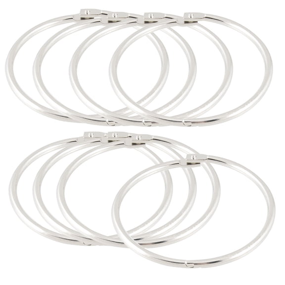 Silver Tone Metal 3.1" Loose Leaf Bundle Book Rings Keyrings 8 Pcs