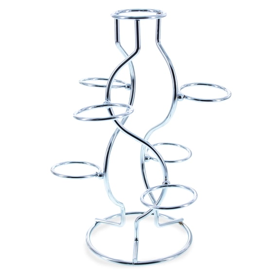 Silver Tone Metal Display Stand - Holds 7 Eggs Spheres 7.5 Inches Tall
