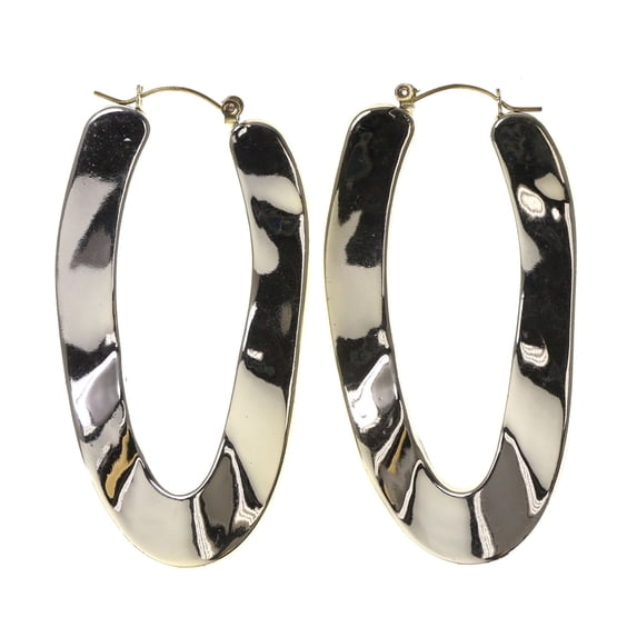 Silver-Tone Metal Hoop-Earrings #LQE2359