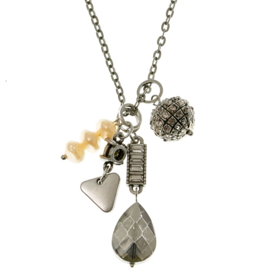 Silver-Tone Necklace For Women With Accent Charms AEN2