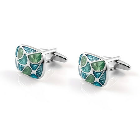 Silver Tone Ocean Cuff Links