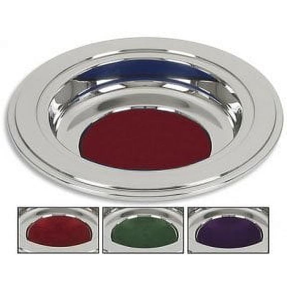 Silver Tone Offering Plates (Burgundy Felt Pad)