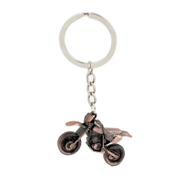 Silver Tone Ring Motorcycle Detailing Keychain Holder
