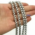 thumbnail image 1 of Silver Tone Rolo Box Chain Stainless Steel Necklace 1/2/3/4/5/7MM For Men Women, 1 of 3