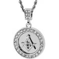 thumbnail image 1 of Silver Tone Round Masonic Freemason Pendant with 24" Rope Chain, 1 of 1