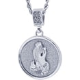 thumbnail image 1 of Silver Tone Round Praying Hands Pave Pendant with 24" Rope Chain #2016, 1 of 1