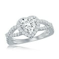 thumbnail image 1 of Silver Tone Simulated Brilliant Center Heart Diamond Cubic Zirconia with Border Accents Wedding, Bridal Engagement Ring Jewelry for Bride, Bridesmaid, Women or Girls (size-8), 1 of 6