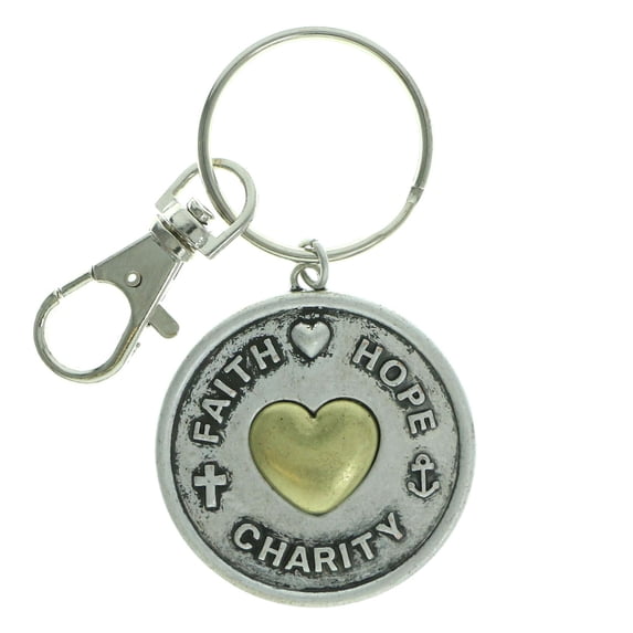Silver-Tone Split-Ring Inspirational Keychain