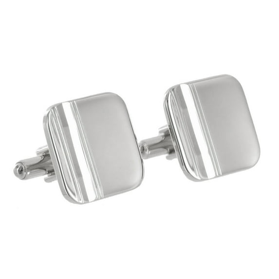 Silver Tone Square Etched Engravable Toggle Back Cufflinks Mens Adult Male