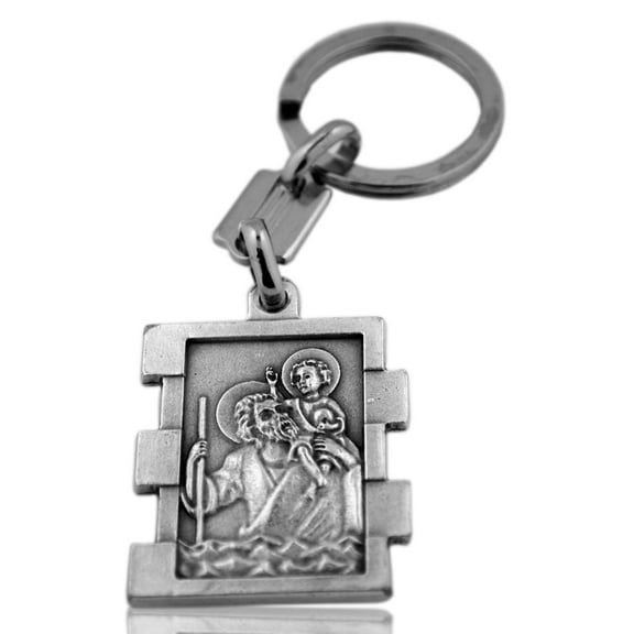 Silver-Tone St. Christopher Keychain