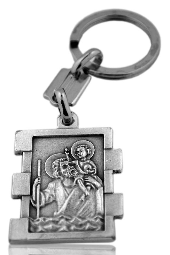 Silver-Tone St. Christopher Keychain