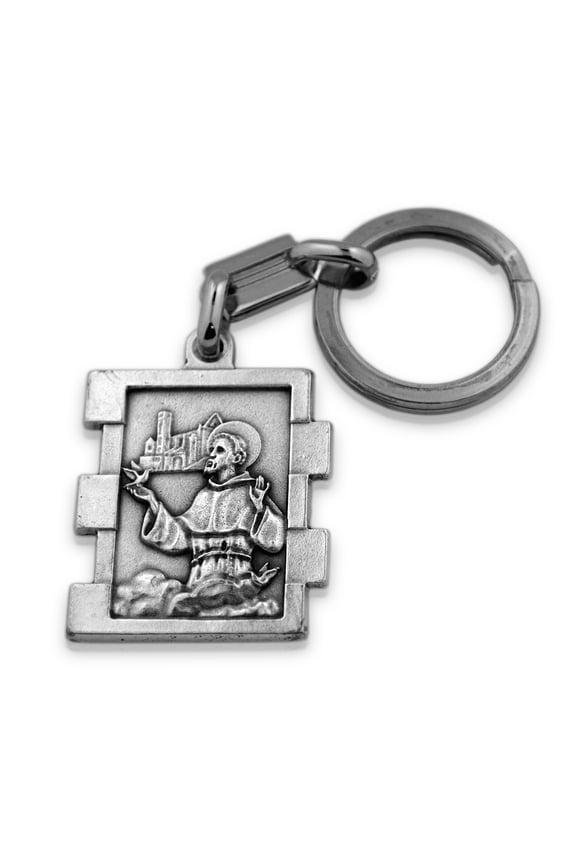 Silver-Tone St. Francis of Assisi Keychain
