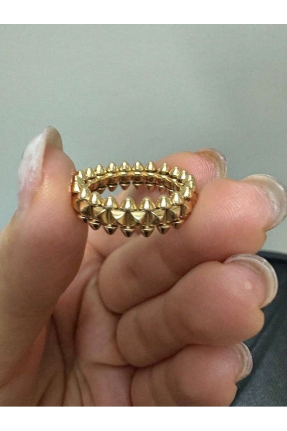 Silver Tone Stainless Steel Spiked Rivet Ring For Adults Punk Style Wide Band Statement Jewelry