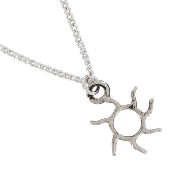 Silver Tone Sun Sunshine Small Pendant Charm 18" Curb Chain Necklace In Usa Ladies Adult Female Women