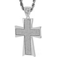 thumbnail image 1 of Silver Tone The Double Inlay Pave Cross Pendant with 30" Rope Chain, 1 of 1