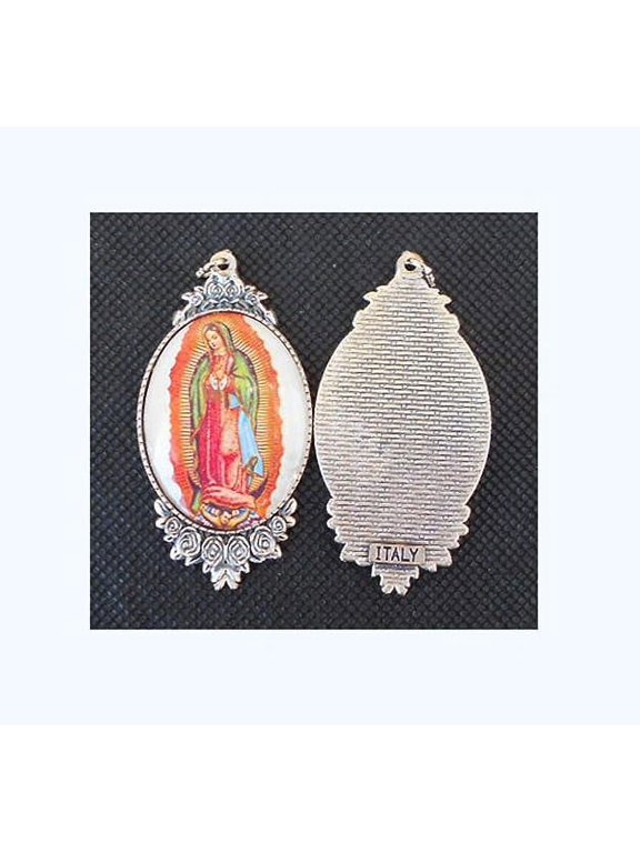 Silver Toned Based Our Lady of Guadalupe Medal Pendant 2.25" (LOT of 6)
