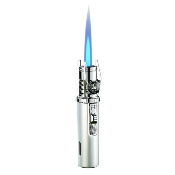 Silver Torch Lighter Mini Model Igniter For Gas Stove Kitchen Portable Refillable Butane Fuel Metal Silver