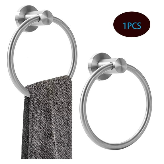 Silver Towel Ring, Bath Hand Towel Ring 304 Stainless Steel Round Towel Holder for Bathroom,1Pcs
