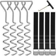 Trampoline Stakes 4 Pcs - Silver Trampoline Anchors High Wind Heavy Duty with T Hook-Set