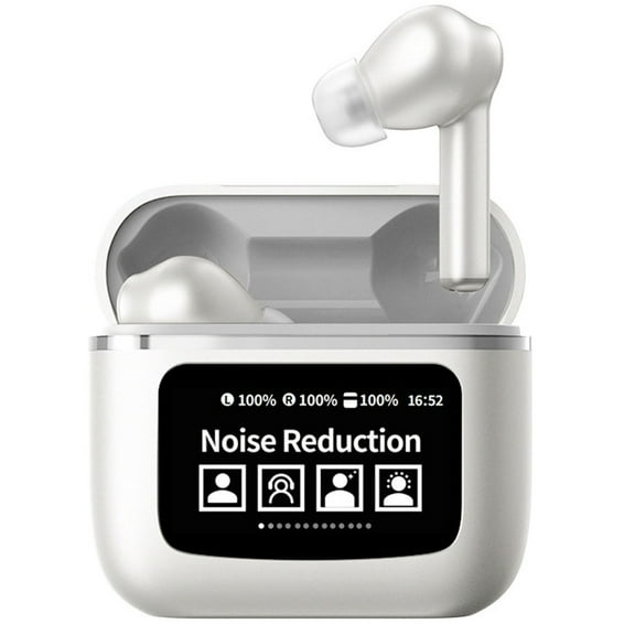 Silver Translator Earbuds Bluetooth 5.4 Real Time Translation 144 Languages Two Way Online Voice Text Translation Silver In Ear Headset For Travel Conference Meetings