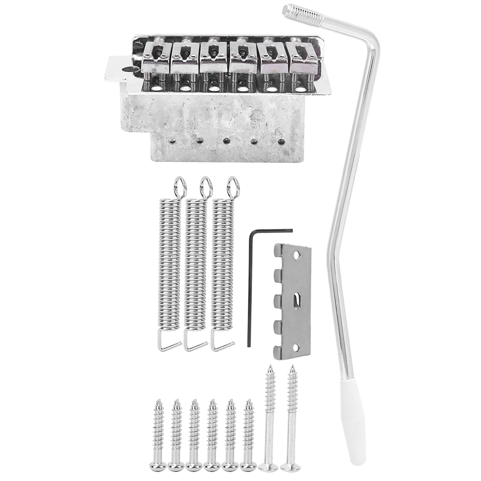 Silver Tremolo Bridge Trem Arm with Bridge Screws for 6 String Electric