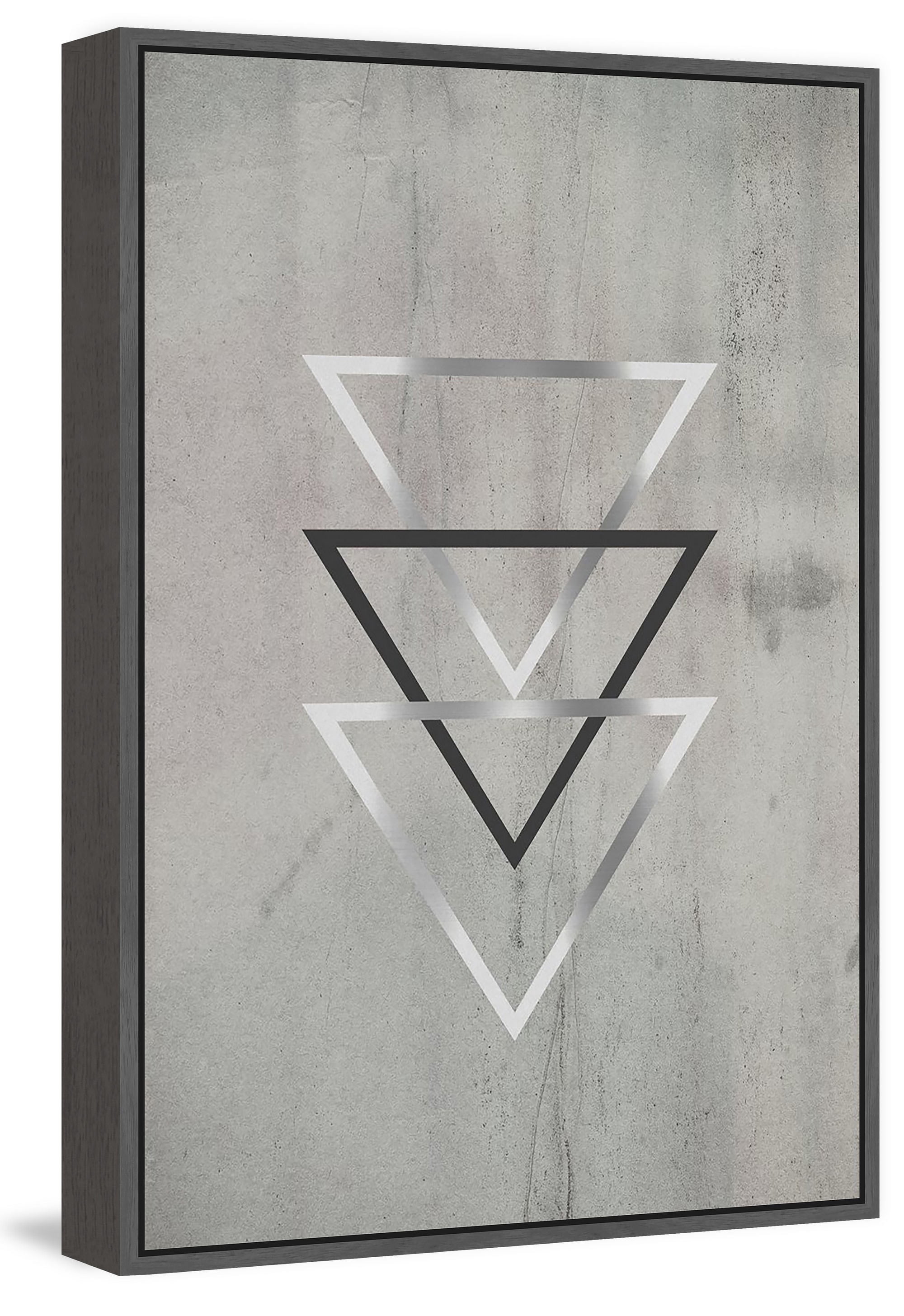 Silver Triangles Floater Framed Painting Print on Canvas