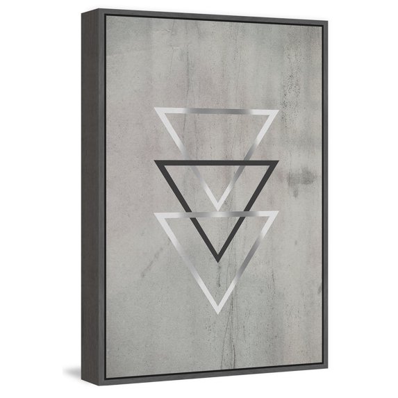 Silver Triangles Floater Framed Painting Print on Canvas