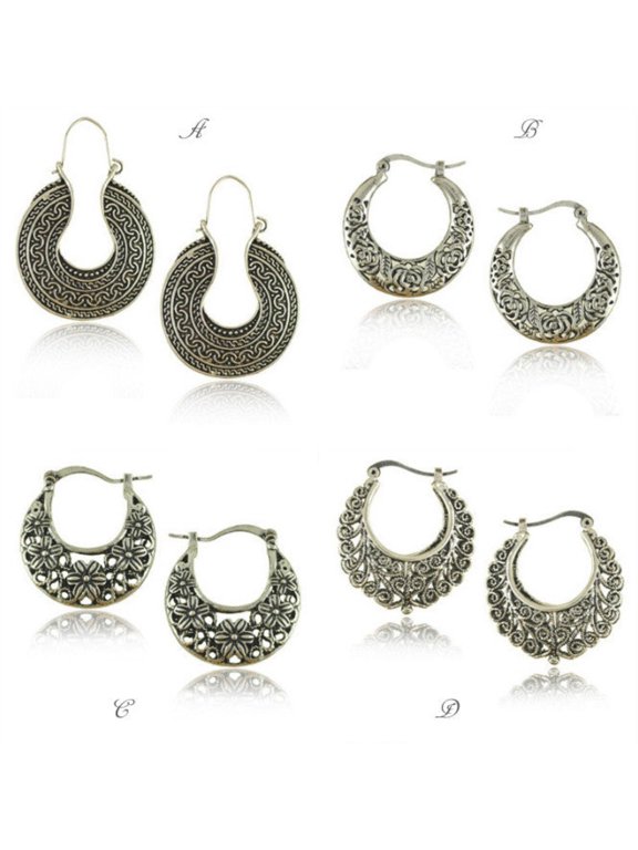 Silver Tribal look Filigree Hoop Earrings For World Traveller