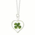 thumbnail image 1 of Silver Trim Real Four Leaf Clover in Heart 20 inch Silver-plated Chain Necklace QBF1352-20, 1 of 2