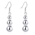 thumbnail image 1 of Silver Triple Bead Dangling French Hook Earrings for Woman Special Occasion Everyday Wear, 1 of 6