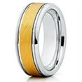 thumbnail image 1 of Silver Tungsten Carbide Ring Polished Tungsten Wedding Band Yellow Gold Tungsten Ring 8mm Tungsten Comfort Fit Men Women, 1 of 3