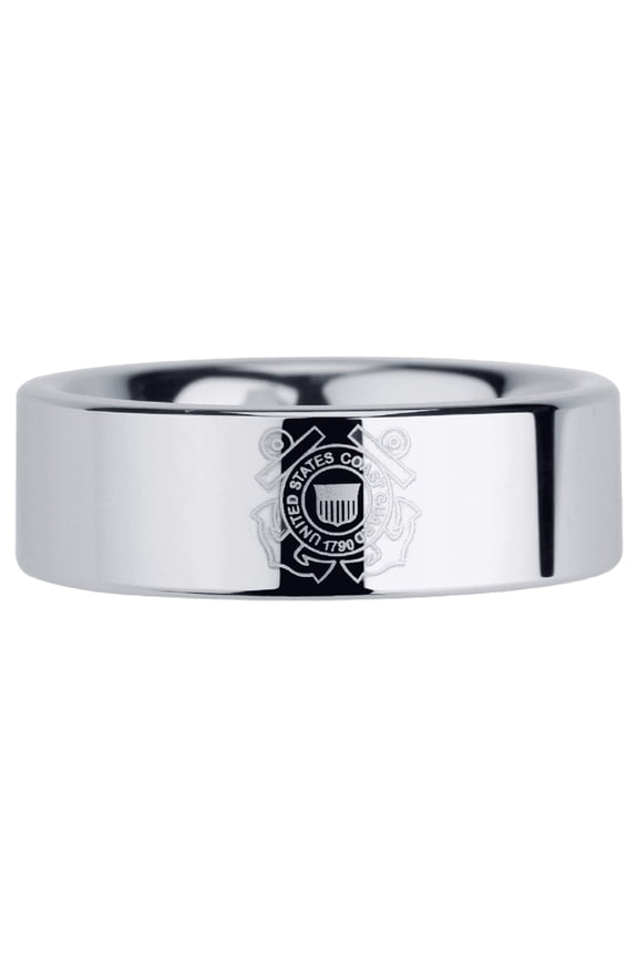 Silver Tungsten Coast Guard Ring