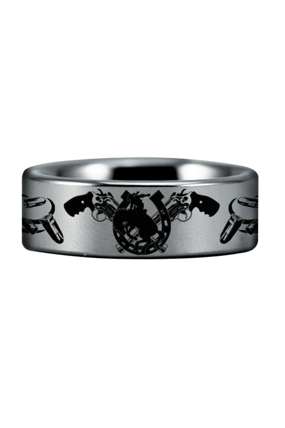 Silver Tungsten Cowboy Ring