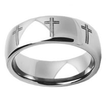Silver Tungsten Cross Ring