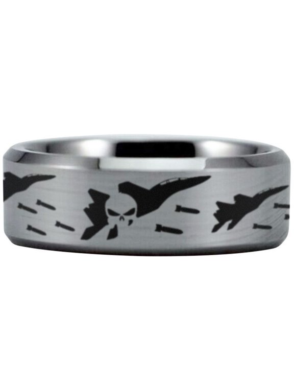 Silver Tungsten Fighter Jet Ring