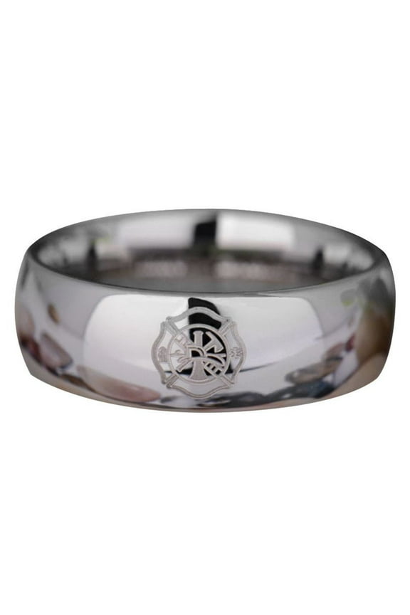 Silver Tungsten Firefighter's Ring